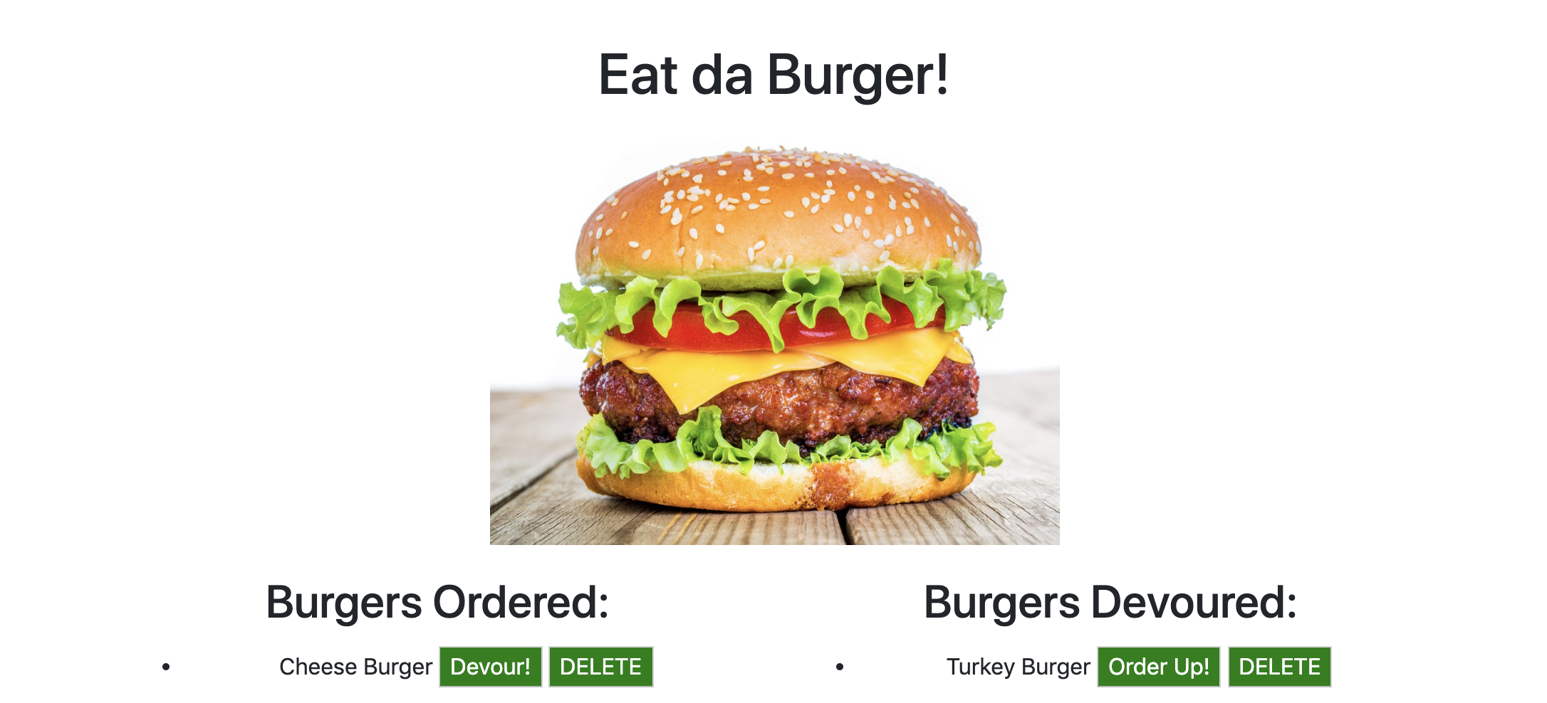 Eat da Burger Application